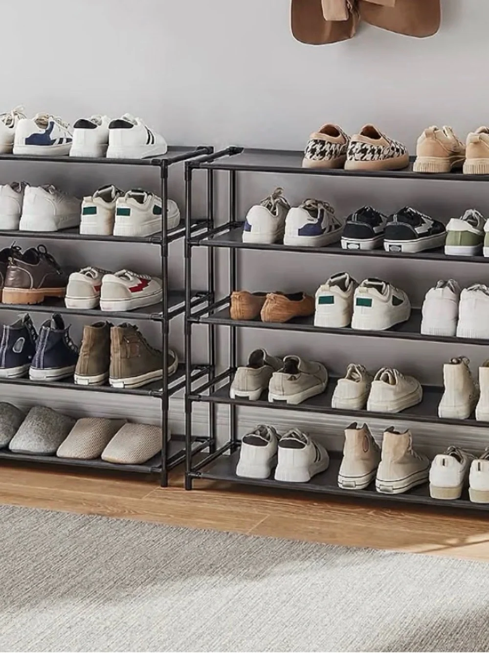 Metal 10-Tier Shoe Rack Organizer in Black